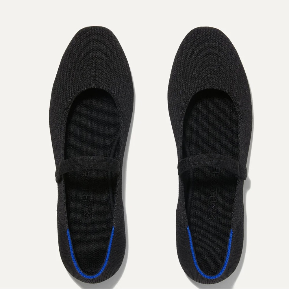 Rothy's Black the square Mary Jane Flats square toe ballet shoes 8